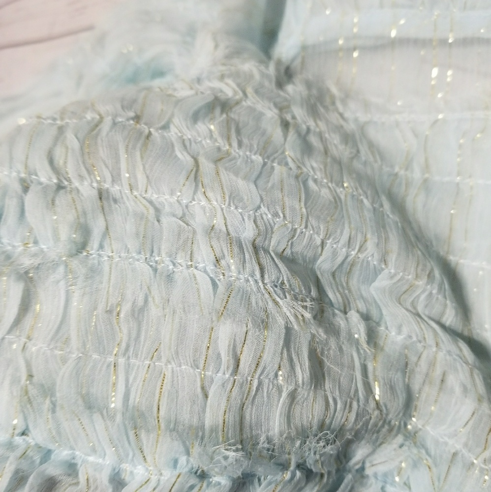 TOPSHOP Metallic Stripe Tulle Sheer Blouse Top - Picture 5 of 8